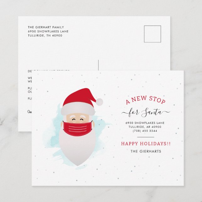 Carte Postale Faire-part Changement d'adresse Noël vacances déménagement (Devant / Derrière)