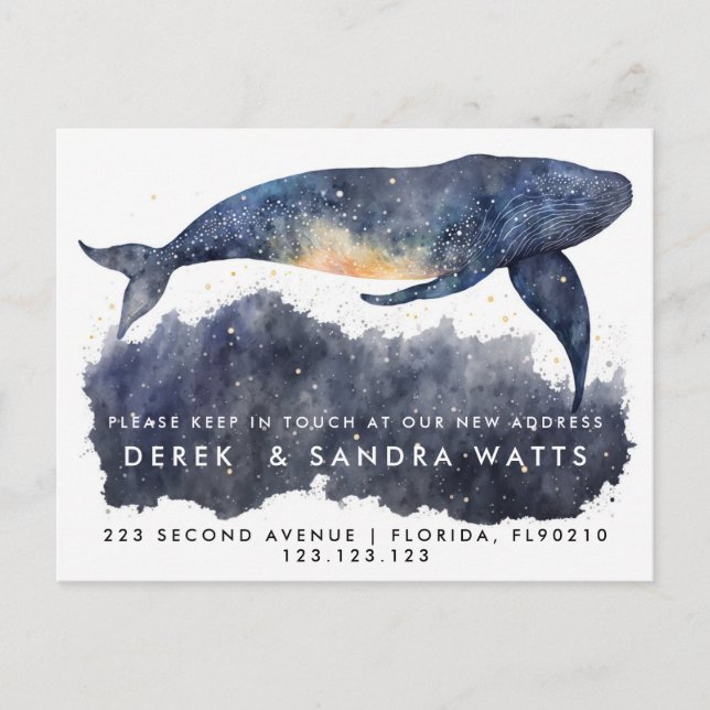 Carte Postale Faire-part changement d'adresse nous avons déplacé baleine à  (Devant)