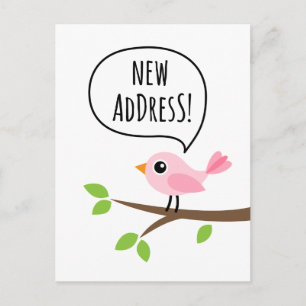 Carte Postale Faire-part Changement d'adresse rose d'oiseau le déplacement