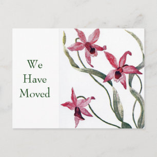 Carte Postale Faire-part Changement d'adresse rose vintage d'orchidée la