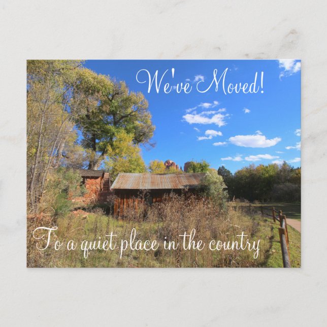 Carte Postale Faire-part Changement d'adresse, vieille cabane en bois (Devant)
