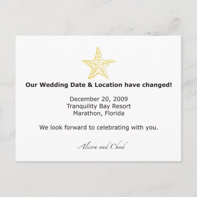 Carte Postale Faire-part Changement de date pour Alison (Devant)