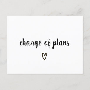 Carte Postale Faire-part Changement de plan Coeur noir et blanc reporté