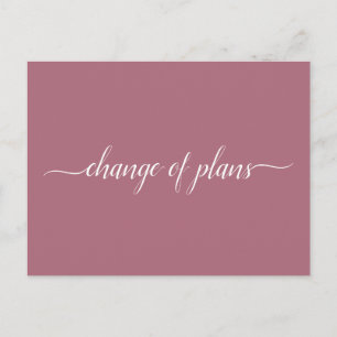 Carte Postale Faire-part Changement de plan Mariage Annulé Rose reporté