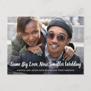 Carte Postale Faire-part Changement de plan Mariage de taille réduite Photo