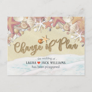 Carte Postale Faire-part Changement De Plan Mariage Report Plage D'Été