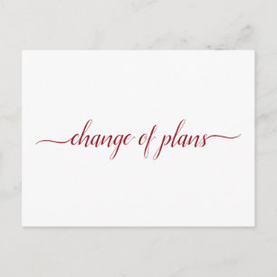 Carte Postale Faire-part Changement de plan Mariage reporté rouge sur blanc