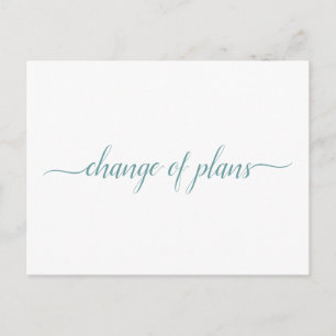 Carte Postale Faire-part Changement de plan Mariage reporté Turquoise sur b