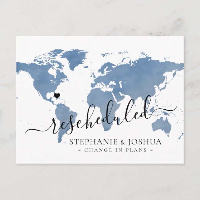 Carte Postale Faire-part Changement de plans Mariage de destination reporté (Devant)