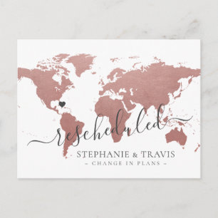 Carte Postale Faire-part Changement de plans Mariage de destination reporté
