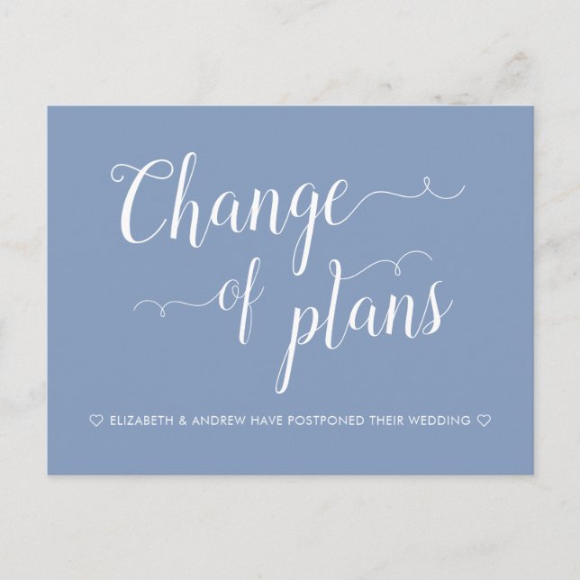 Carte Postale Faire-part Changement de plans mariage poussiéreux bleu repor (Devant)