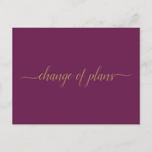 Carte Postale Faire-part Changement de plans Mariage reporté Or & Cassis