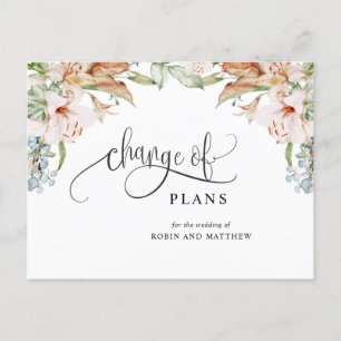 Carte Postale Faire-part Changement de plans, mariage terne et beige annulé