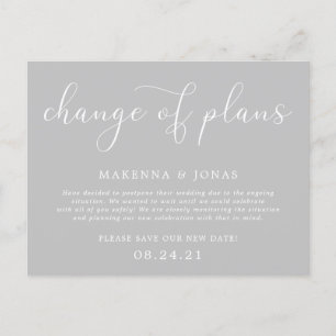 Carte Postale Faire-part Changement de plans Report de mariage