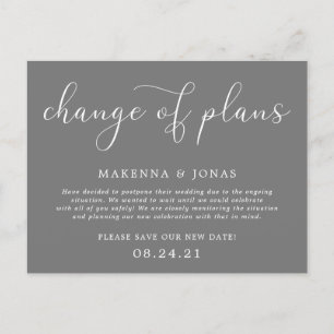Carte Postale Faire-part Changement de plans Report de mariage