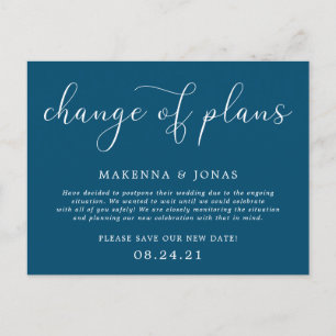 Carte Postale Faire-part Changement de plans Report de mariage