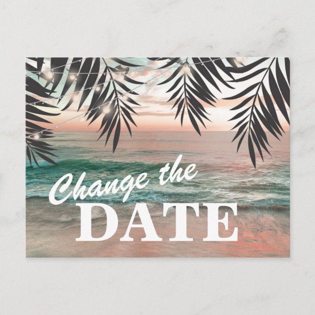 Carte Postale Faire-part Changer la date Destination de plage tropicale (Devant)