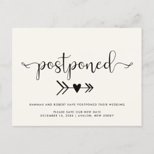Carte Postale Faire-part Changer la date du mariage Report de mariage Crème