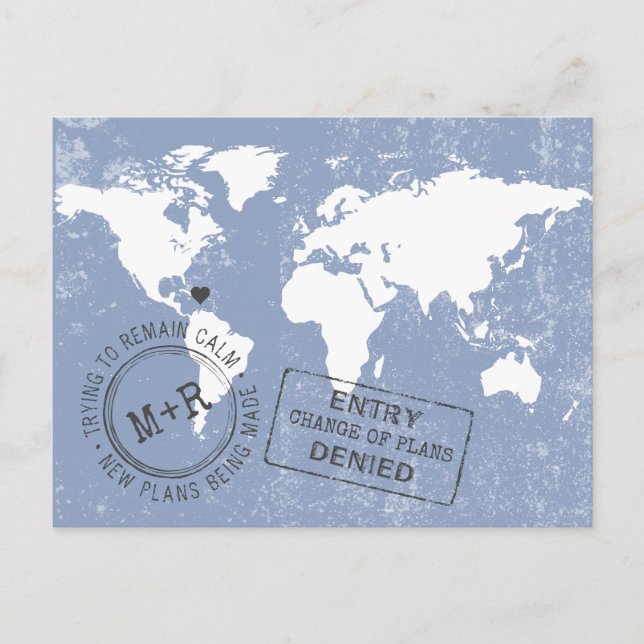 Carte Postale Faire-part Changer la date Funny Modern Destination Mariage (Devant)