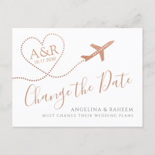 Carte Postale Faire-part Changer la date Mariage de destination Bronze Cuiv