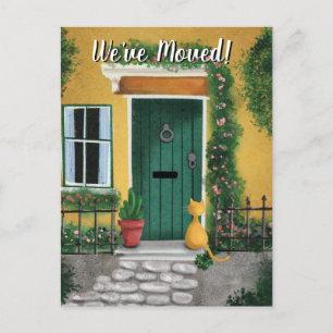 Carte Postale Faire-part Charming Chat at the Front Door Déménager