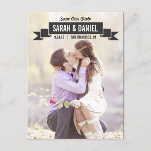 Carte Postale Faire-part Charming Ribbon Save the Date - Noir