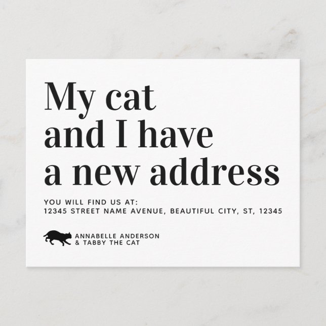 Carte Postale Faire-part Chat Moderne Nous Avons Déménagé Nouvelle Adresse  (Devant)