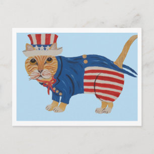 Carte Postale Faire-part Chat orange tigré Oncle Sam
