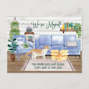 Carte Postale Faire-part Chat Scottish Fold Cozy Nouvelle Adresse de la Mai