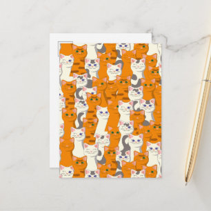 Carte Postale Faire-part Chats blancs et roux motif yeux verts yeux bleus