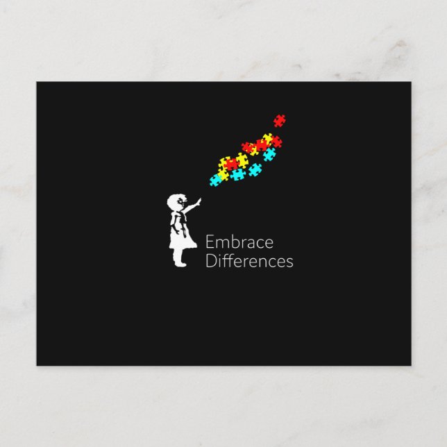 Carte Postale Faire-part Chemise Autisme Pièce de Puzzle Autisme sensibilis (Devant)