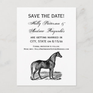 Carte Postale Faire-part Cheval debout vintage