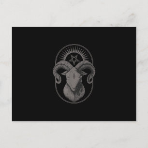 Carte Postale Faire-part Chèvre diabolique Pentagramme Baphomet Satan Occul
