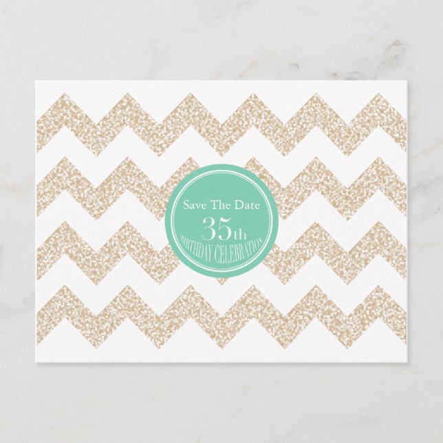 Carte Postale Faire-part Chevron 35e anniversaire Enregistrer la date Chois (Devant)