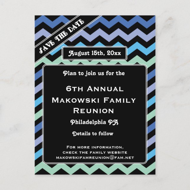 Carte Postale Faire-part Chevron Design-Réunion, Événement, Fête Enregistre (Devant)