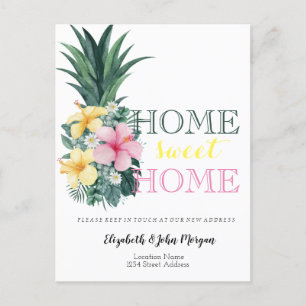 Carte Postale Faire-part Chez Moi, Nouvelle Adresse Fleurie Ananas