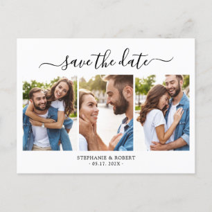 Carte Postale Faire-part Chic 3 Photo Collage Budget Mariage Enregistrer La