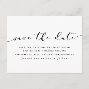 Carte Postale Faire-part Chic Calligraphy Enregistrer la date