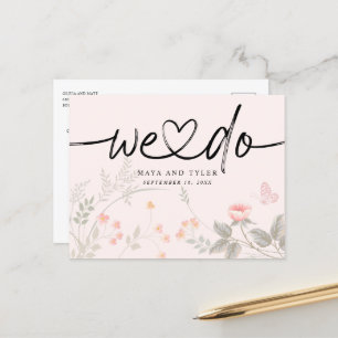 Carte Postale Faire-part Chic Floral Nous Marions Enregistrer La Date