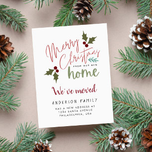 Carte Postale Faire-part Chic Joyeux Noël De Notre Nouvelle Maison Déménage