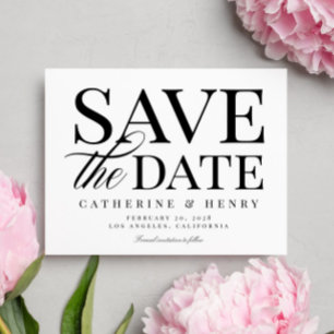 Carte Postale Faire-part Chic Modern Bold Noir Noir Blanc Mariage Enregistr