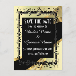 Carte Postale Faire-part Chic or et noir enregistrer la date