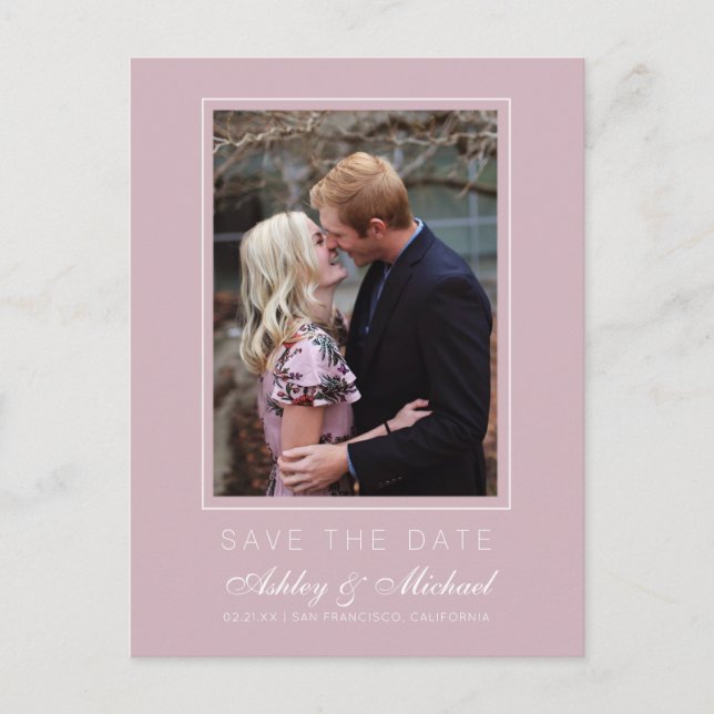 Carte Postale Faire-part Chic Pastel Purple Enregistrer la date Fiançailles (Devant)