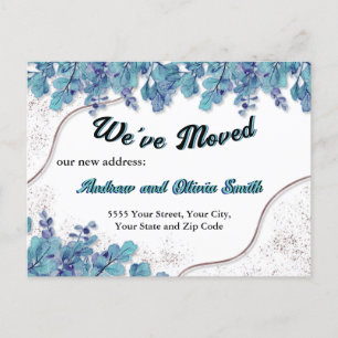 Carte Postale Faire-part Chic Rose Gold-Blue Eucalyptus