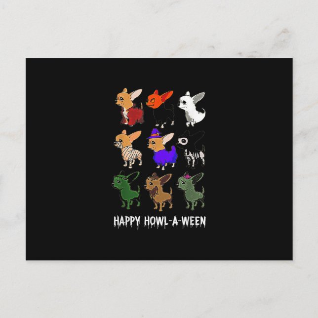 Carte Postale Faire-part Chien Chihuahua drôle Halloween Joyeux Halloween (Devant)