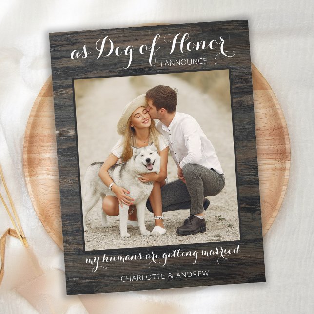 Carte Postale Faire-part Chien d'honneur photo rustique mariage fiançailles (Créateur téléchargé)