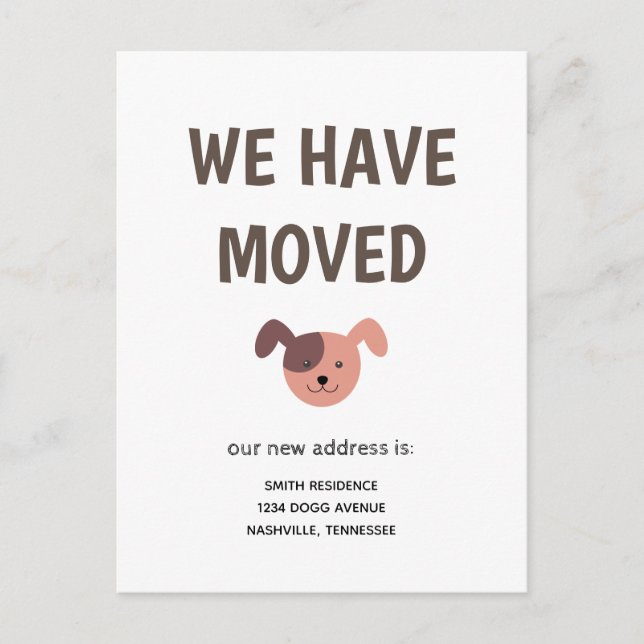 Carte Postale Faire-part Chien mignon illustré que nous avons déplacé (Devant)