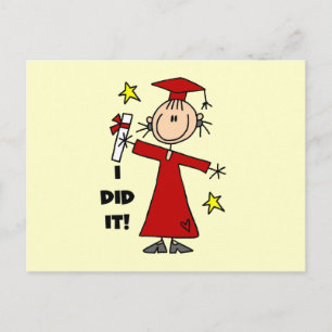 Carte Postale Faire-part Chiffre rouge diplômée de bâton de fille