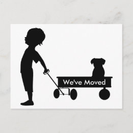 Carte Postale Faire-part Child Pulling Wagon Nouvelle adresse