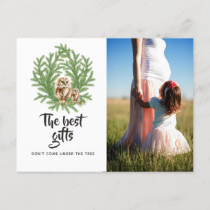 Carte Postale Faire-part Chouette aquarelle Noël bébé attend une photo